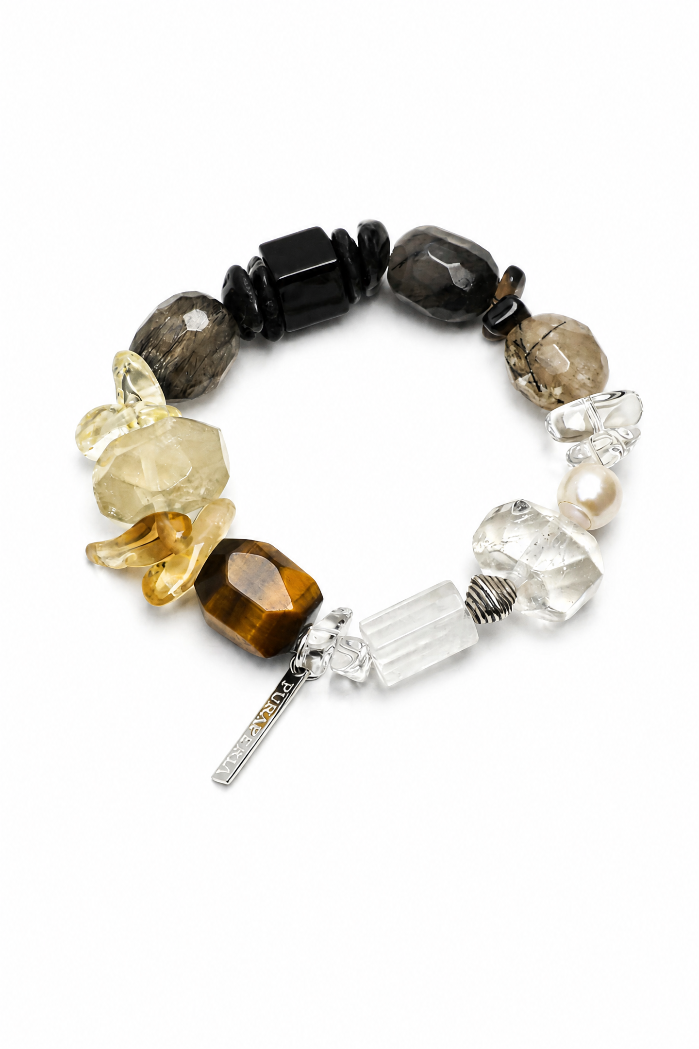 ONYX ROCK · Black Onyx & Rutilated Quartz Bracelet