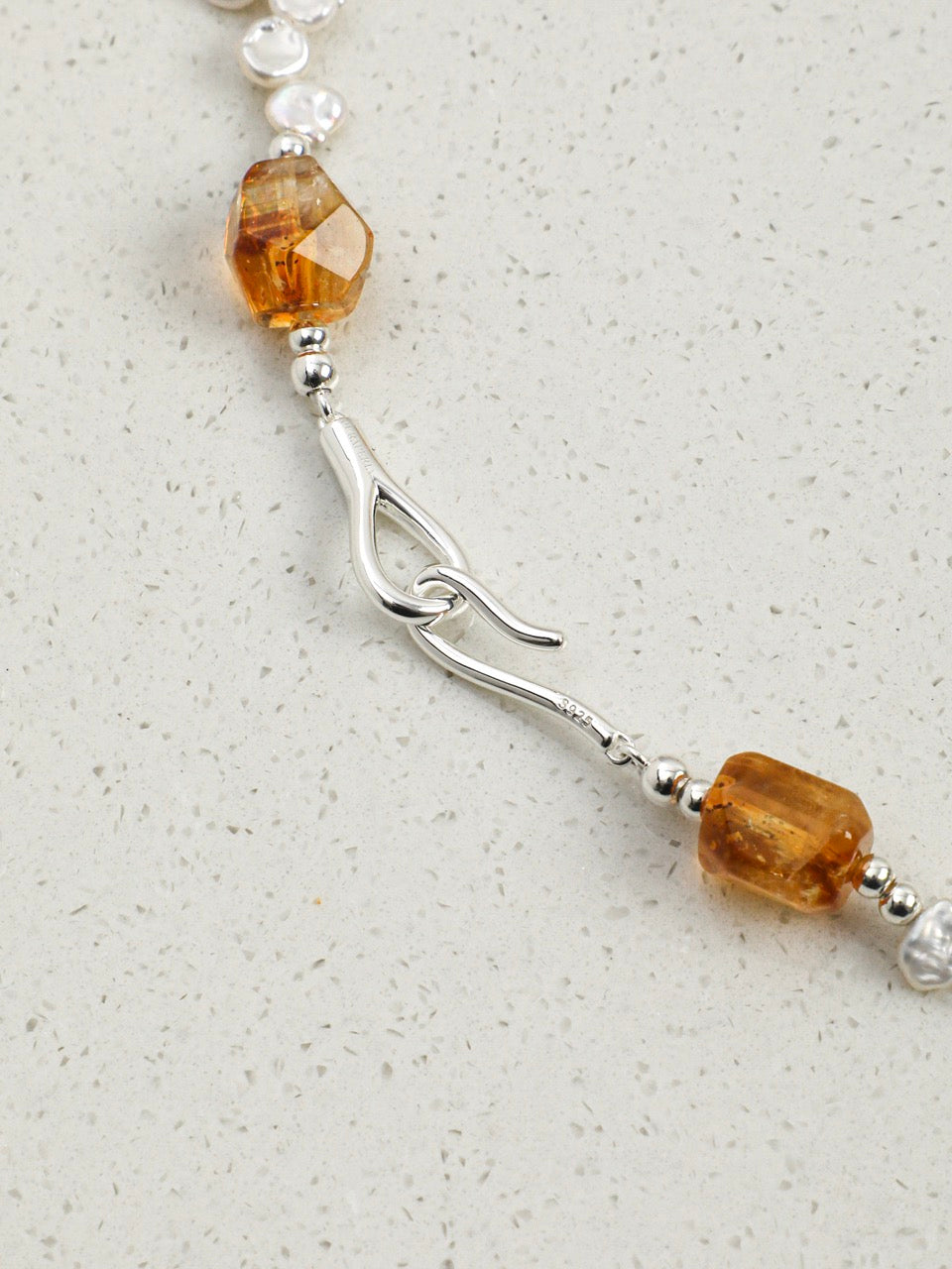 AMBER VINE · Citrine & Baroque Pearl Necklace