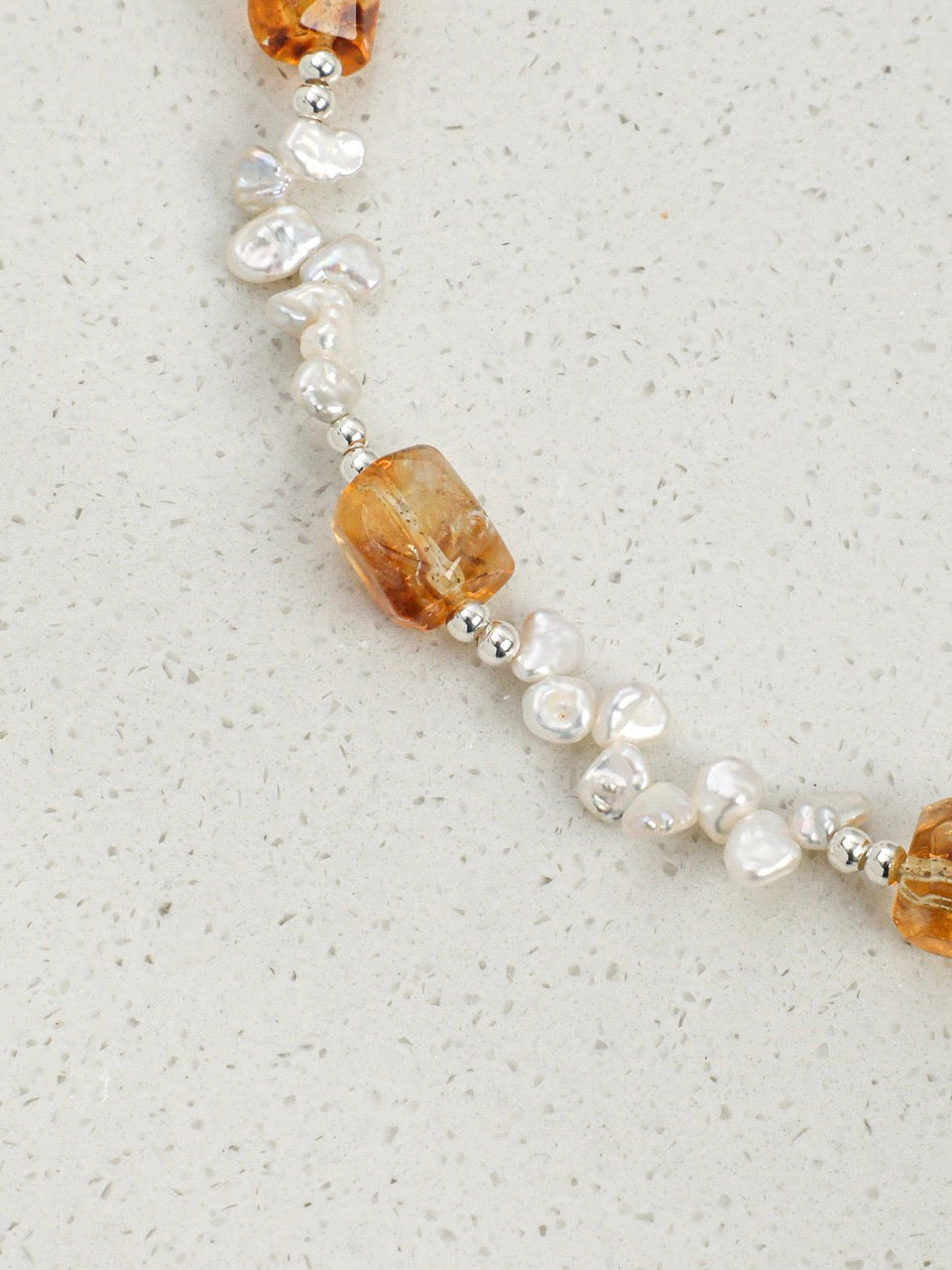 AMBER VINE · Citrine & Baroque Pearl Necklace