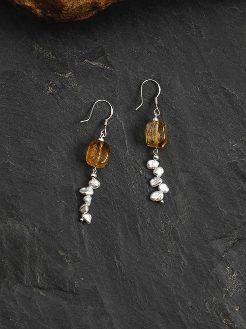 AMBER TRACE · Citrine & Pearl Earrings