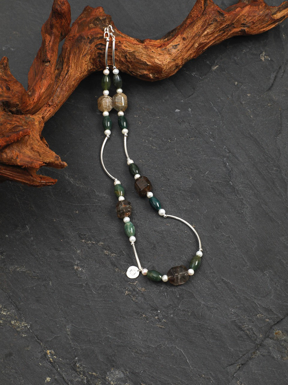 FOREST ROCK · Phantom Quartz & Moss Agate Necklace