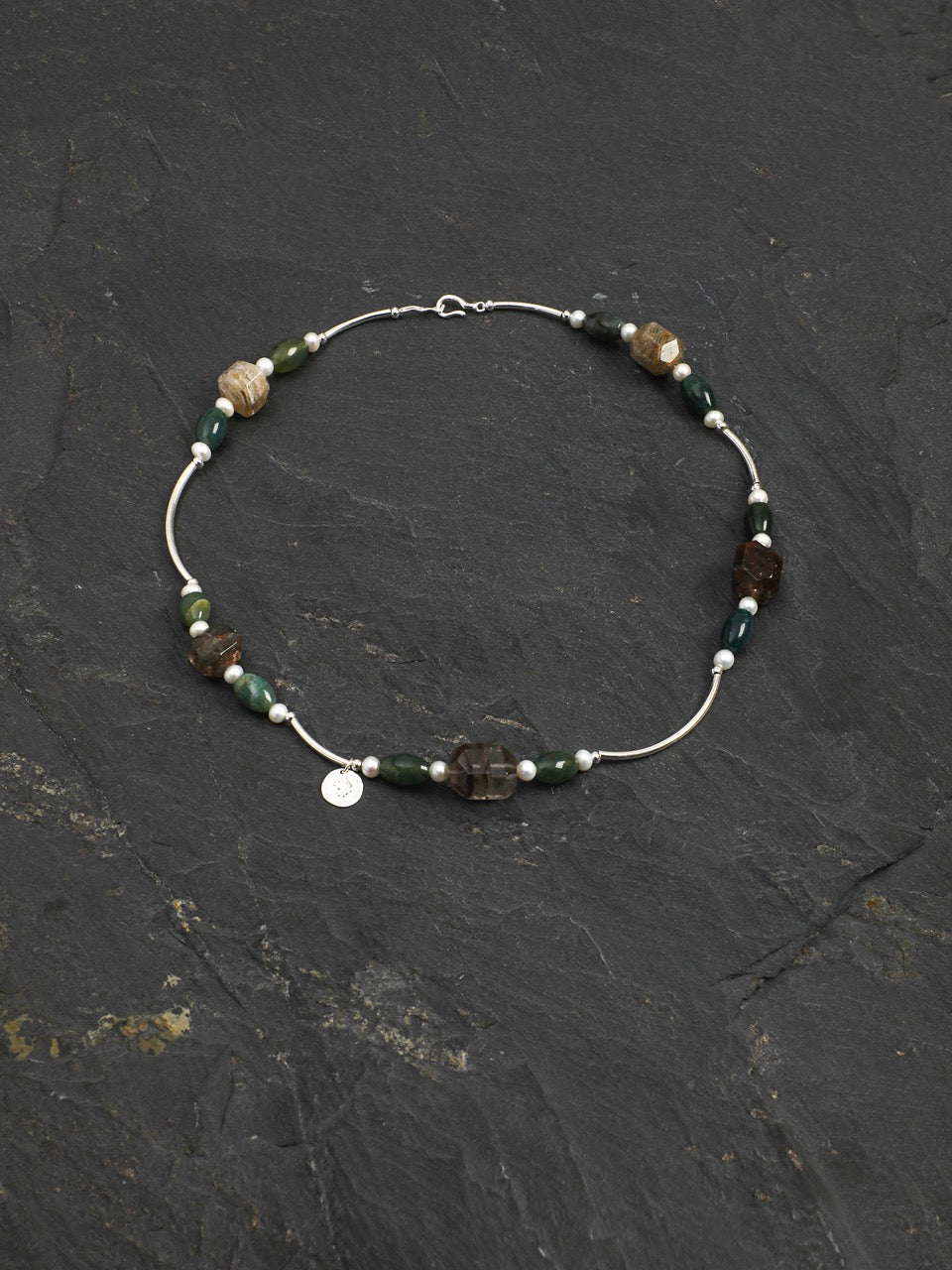FOREST ROCK · Phantom Quartz & Moss Agate Necklace