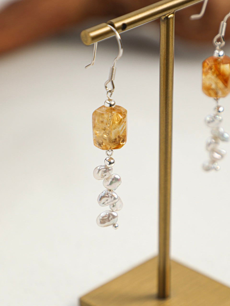 AMBER TRACE · Citrine & Pearl Earrings