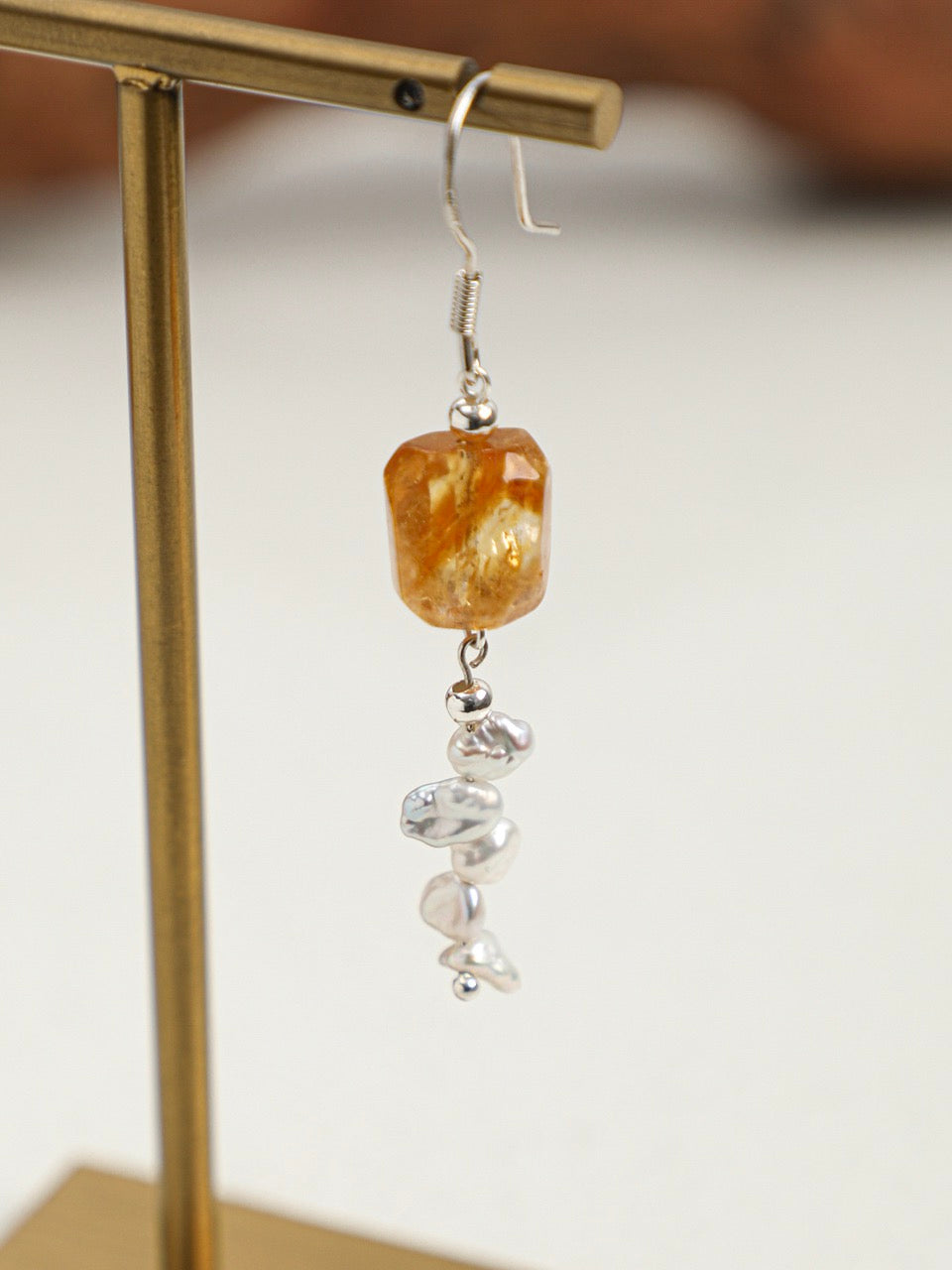 AMBER TRACE · Citrine & Pearl Earrings