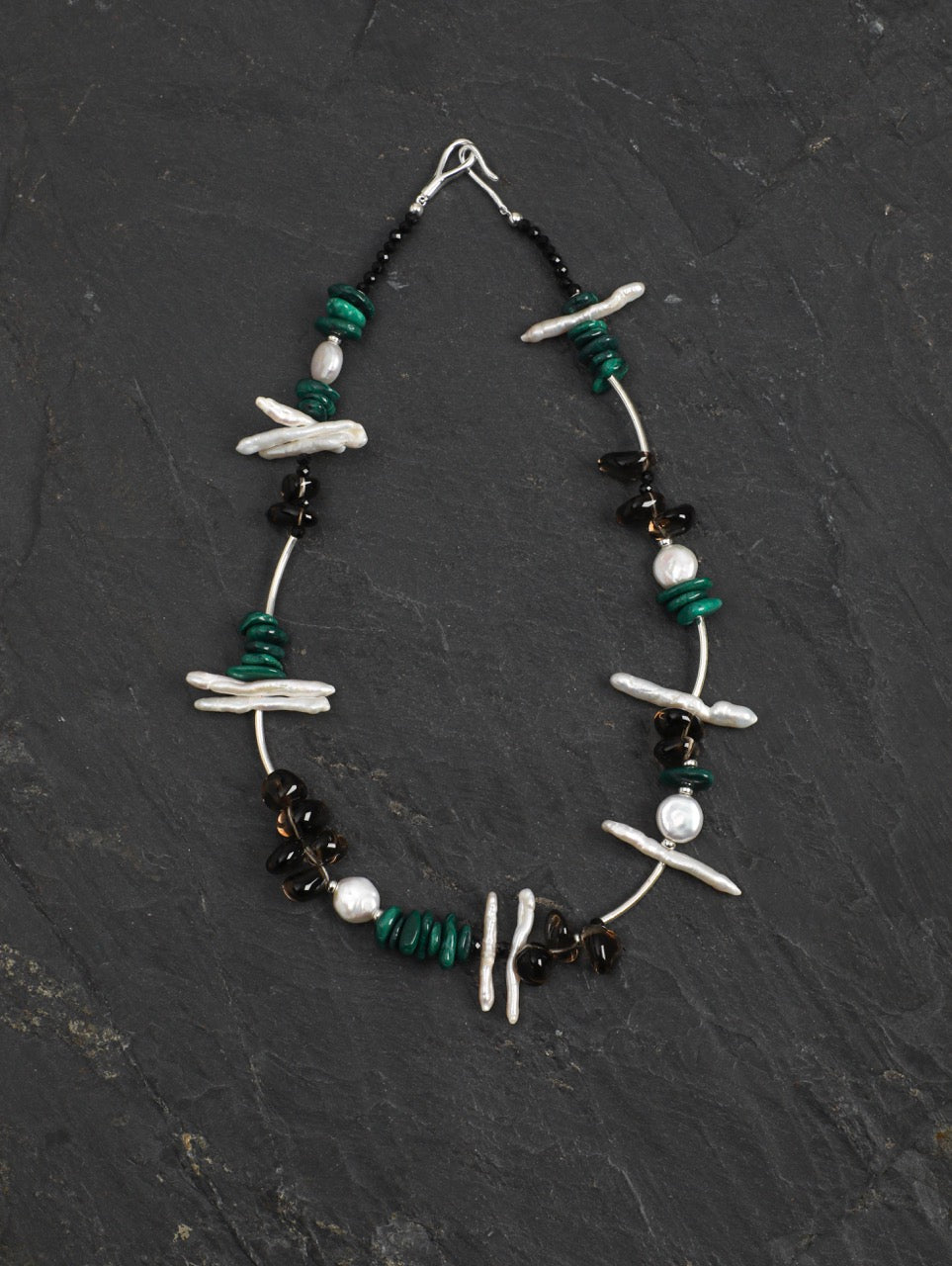 FOREST SHARD · Smoky Quartz & Malachite Necklace