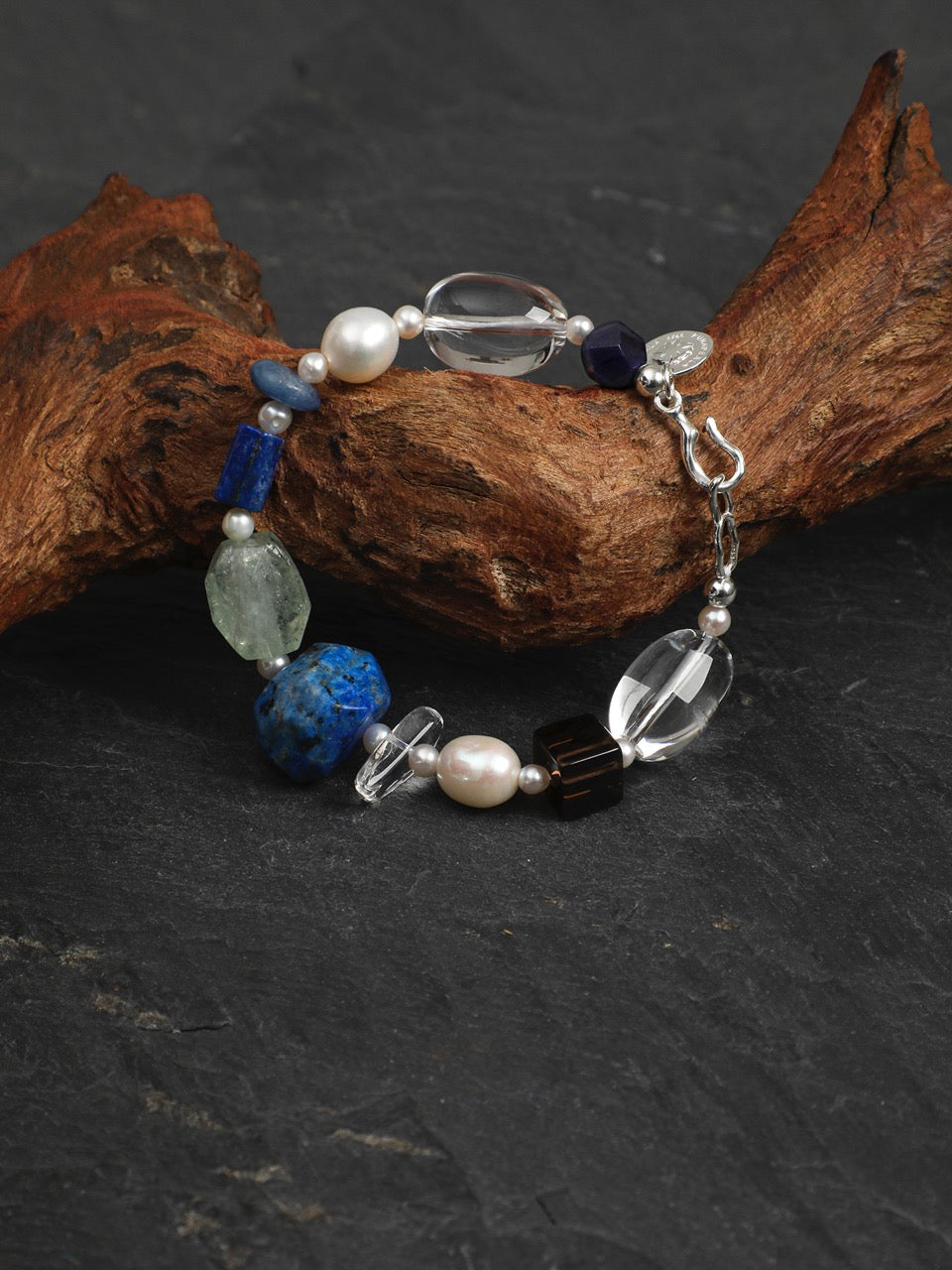 CYAN NEBULA · Lapis & Crystal Bracelet
