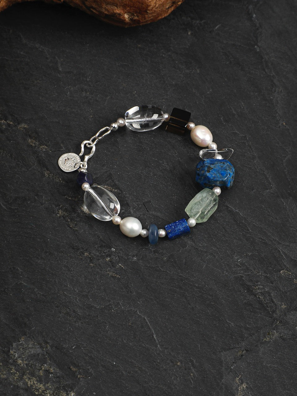 CYAN NEBULA · Lapis & Crystal Bracelet
