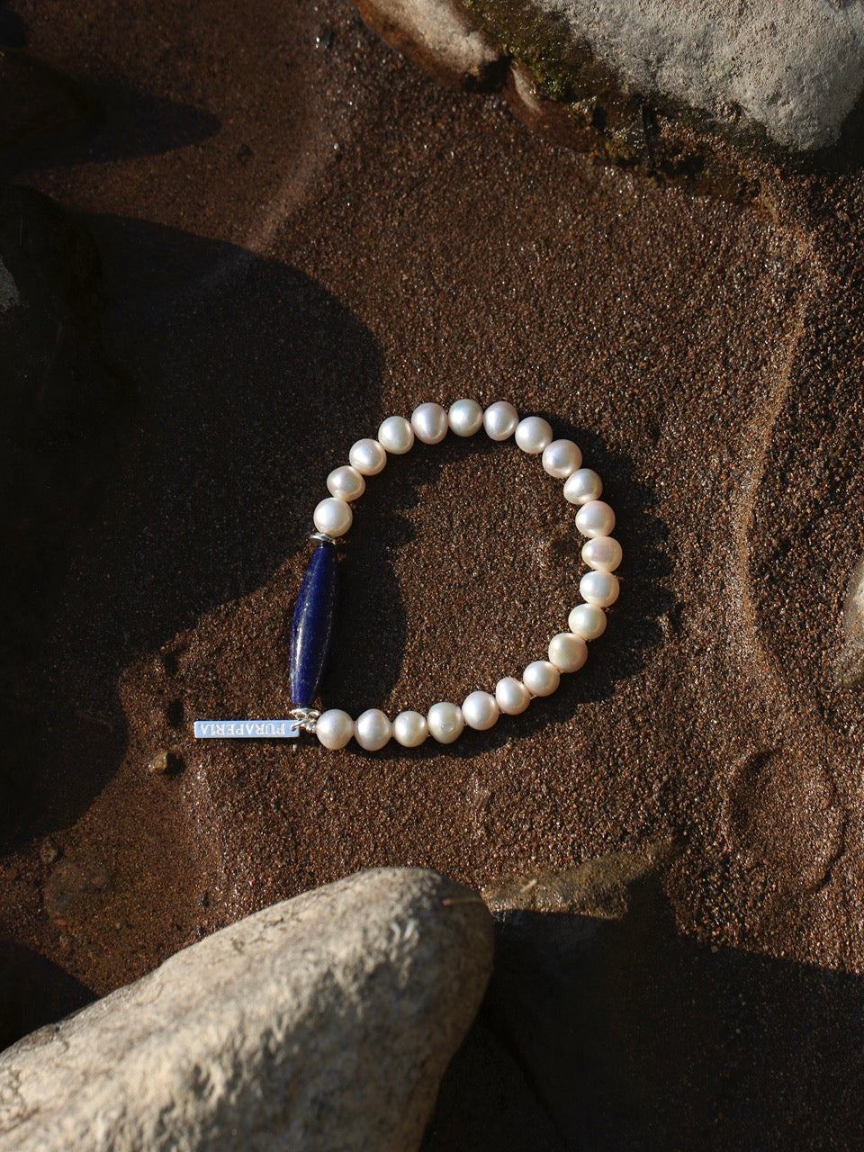 AZURE AXIS · Lapis & Pearl Bracelet
