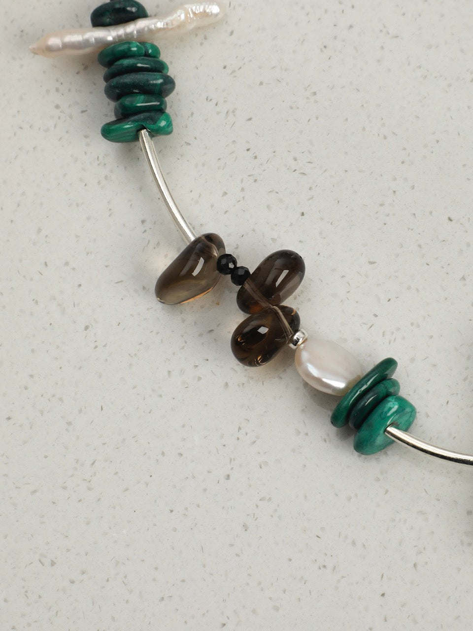 FOREST SHARD · Smoky Quartz & Malachite Necklace