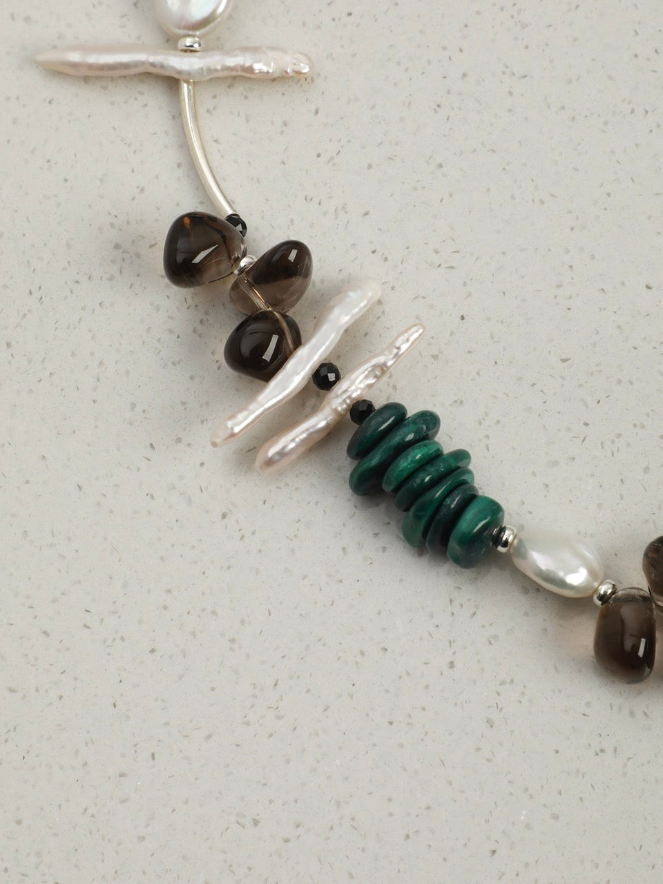 FOREST SHARD · Smoky Quartz & Malachite Necklace