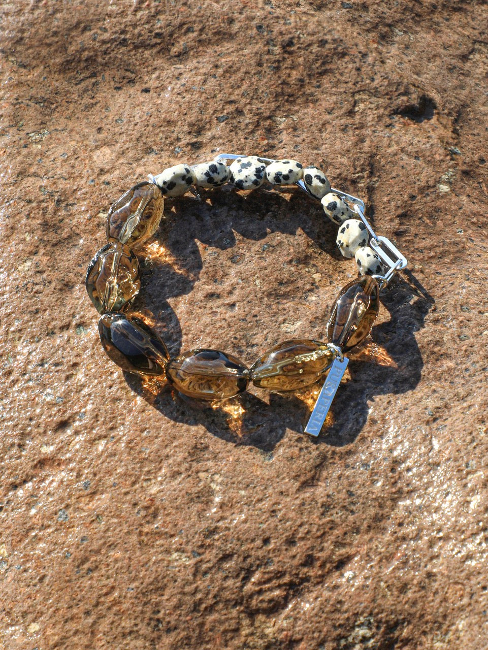 SMOKY RELIC · Smoky Quartz & Dalmatian Stone Bracelet