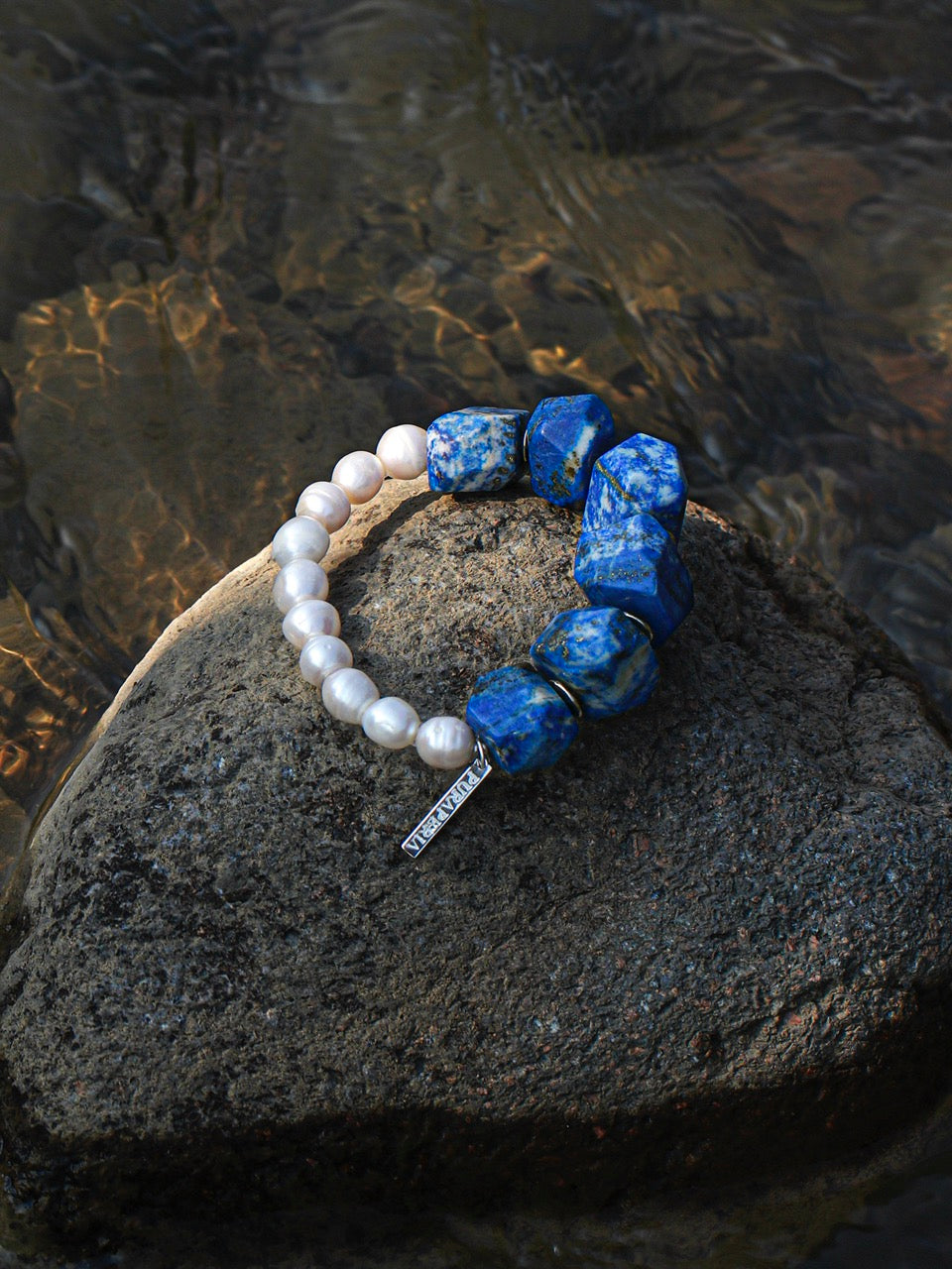 DEEP REALM · Lapis Lazuli & Pearl Bracelet