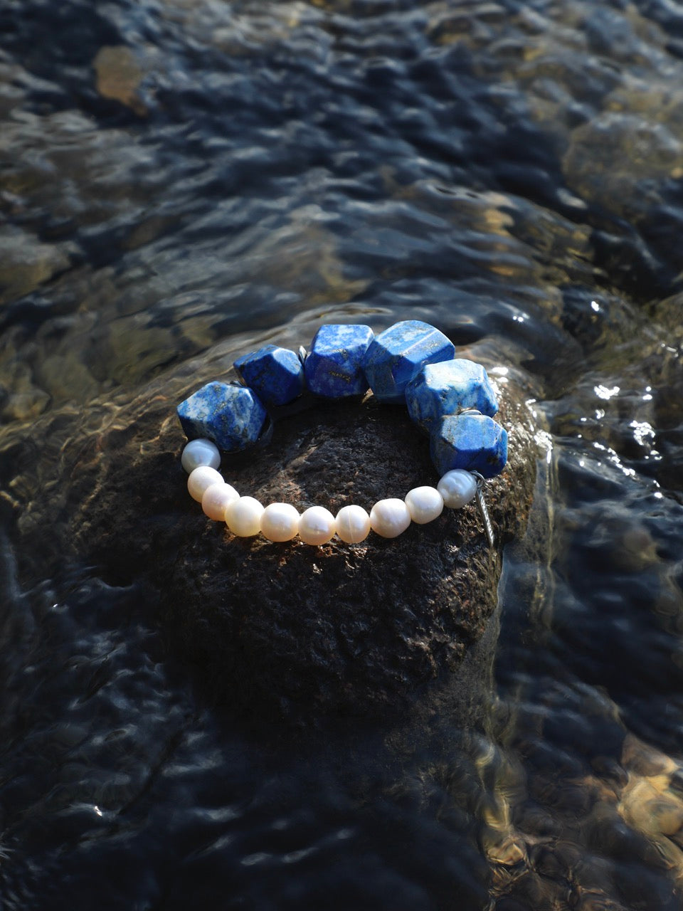 DEEP REALM · Lapis Lazuli & Pearl Bracelet
