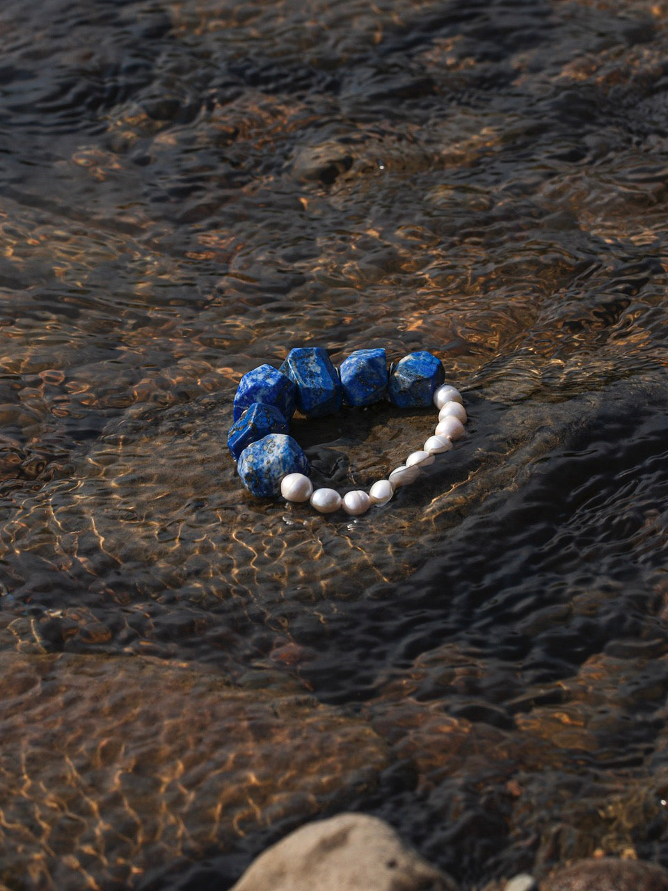DEEP REALM · Lapis Lazuli & Pearl Bracelet
