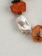 CRIMSON PULSE · Red Agate & Pearl Bracelet