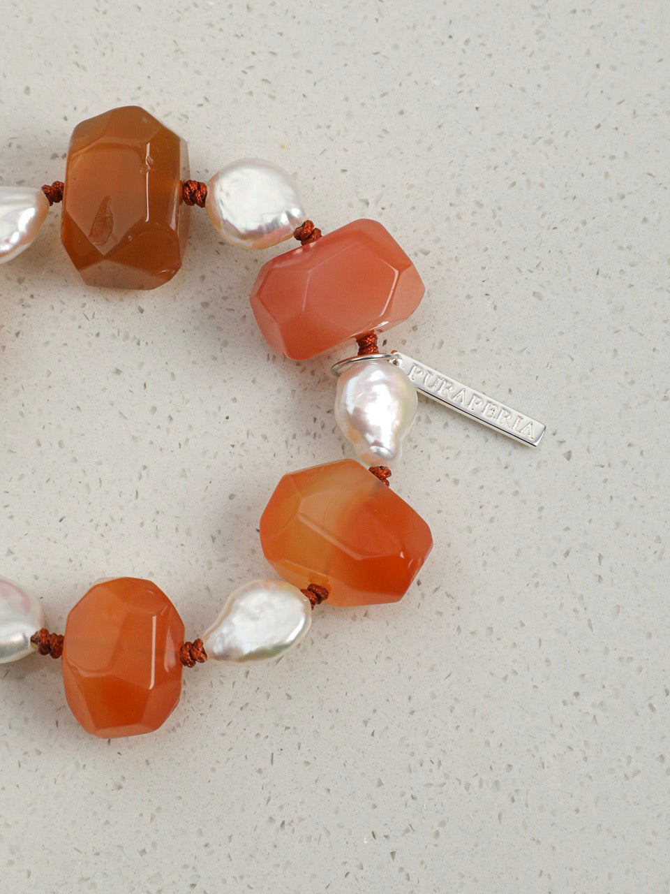 WARM CRIMSON · Red Agate & Pearl Bracelet
