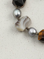 GLOWING CORE · Tiger's Eye & Grey Pearl Bracelet