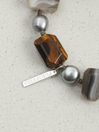 GLOWING CORE · Tiger's Eye & Grey Pearl Bracelet