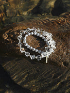 OPTIC GREY · Grey Pearl & Clear Quartz Bracelet