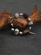 GLOWING CORE · Tiger's Eye & Grey Pearl Bracelet