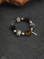 GLOWING CORE · Tiger's Eye & Grey Pearl Bracelet