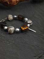 GLOWING CORE · Tiger's Eye & Grey Pearl Bracelet