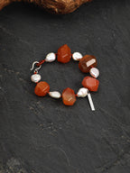 WARM CRIMSON · Red Agate & Pearl Bracelet