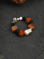 CRIMSON PULSE · Red Agate & Pearl Bracelet