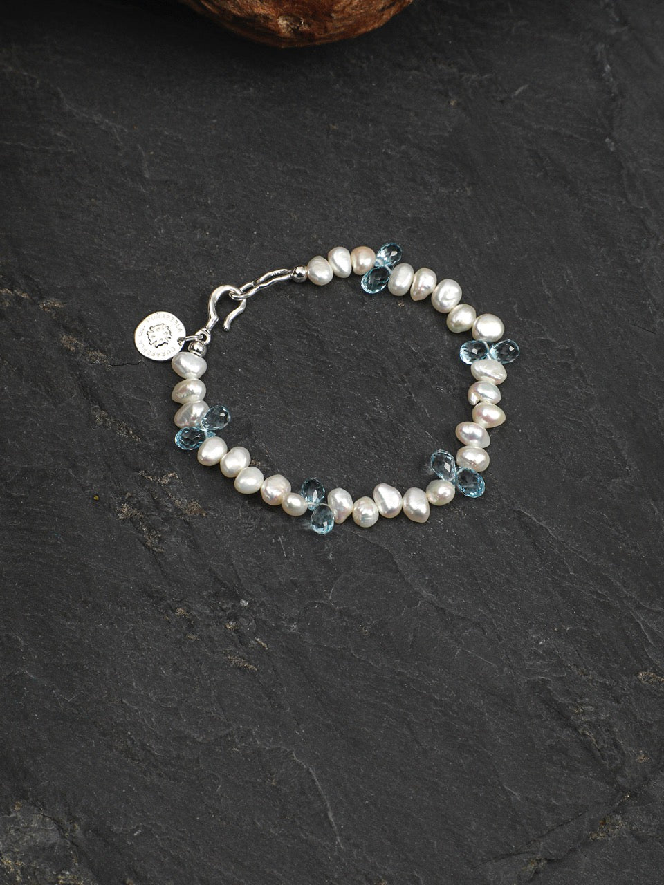 LUCENT RIPPLE · Blue Topaz & Pearl Bracelet