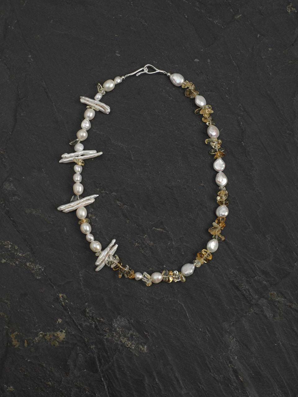GOLDEN HARVEST · Citrine & Baroque Pearl Necklace