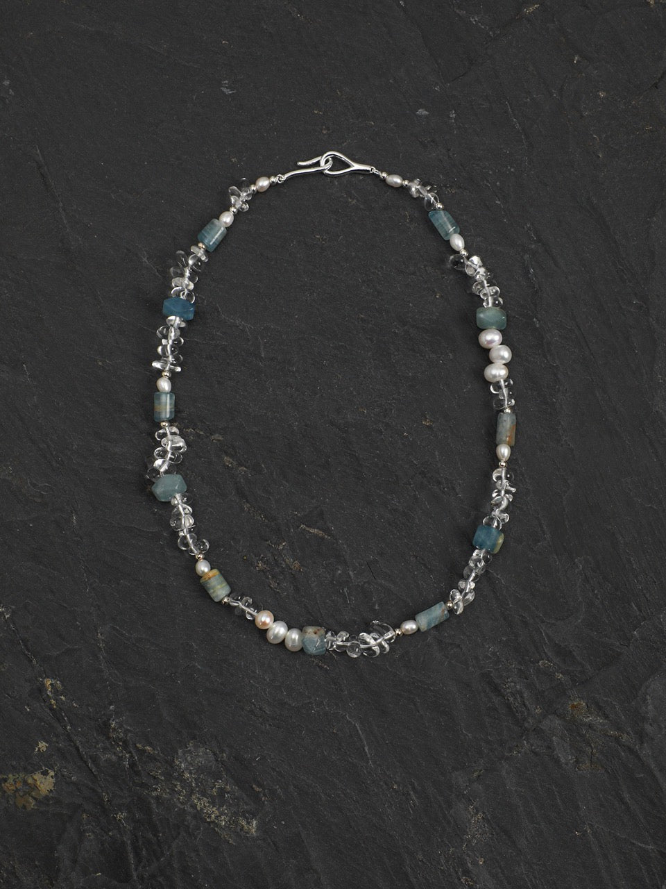 GLACIAL TIDE · Dumortierite & Pearl Necklace