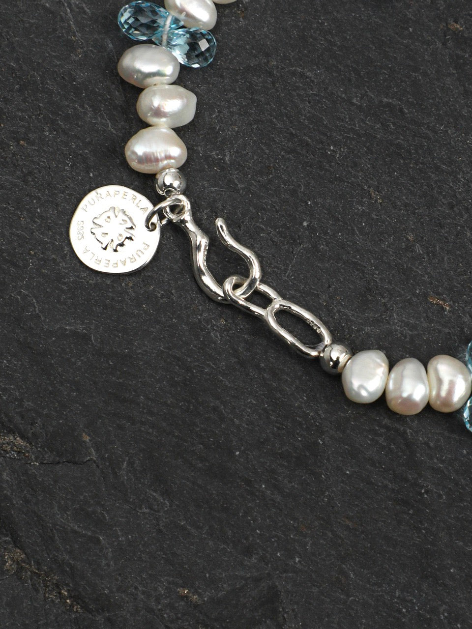 LUCENT RIPPLE · Blue Topaz & Pearl Bracelet