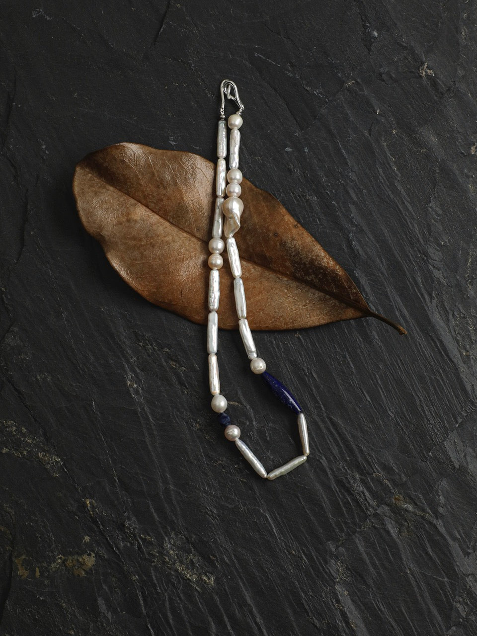 DEEP TIDAL MARK · Lapis & Pearl Necklace