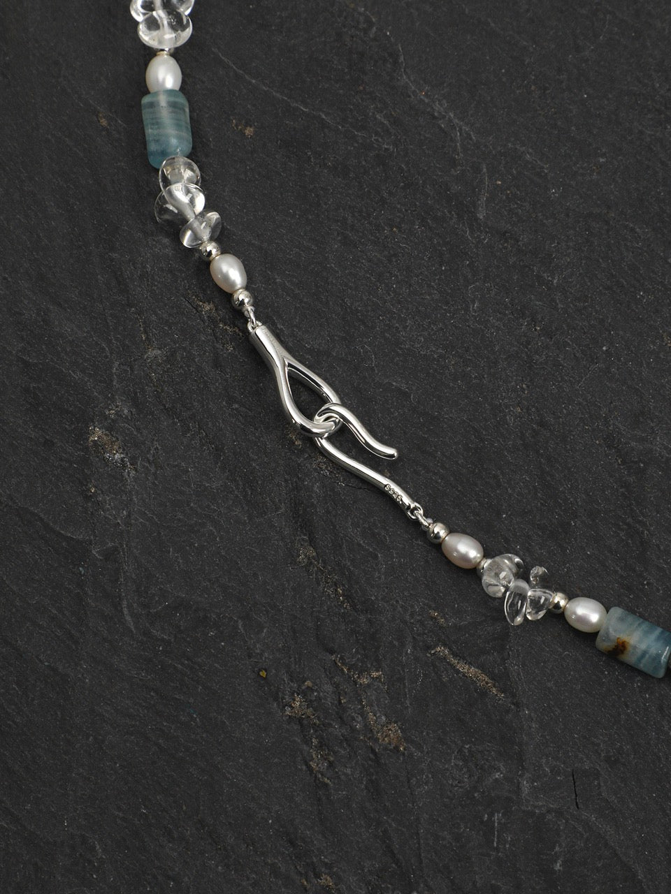 GLACIAL TIDE · Dumortierite & Pearl Necklace