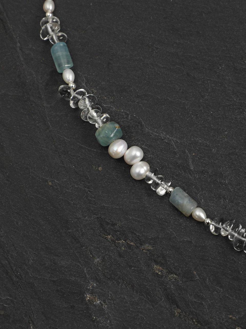 GLACIAL TIDE · Dumortierite & Pearl Necklace