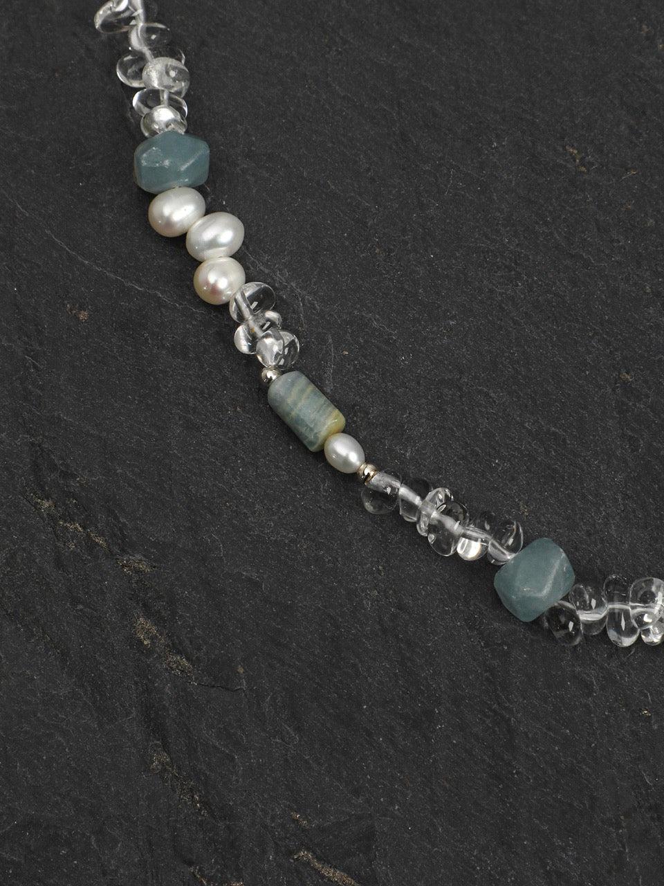 GLACIAL TIDE · Dumortierite & Pearl Necklace