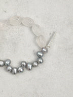 MISTY GLASS · Clear Quartz & Grey Pearl Bracelet