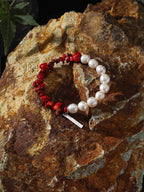 CRIMSON TIDE · Pearl & Coral Chip Bracelet