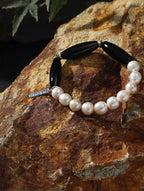 SHADOW WAVE · Black Agate & Pearl Bracelet