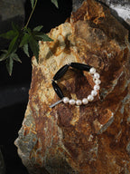 SHADOW WAVE · Black Agate & Pearl Bracelet