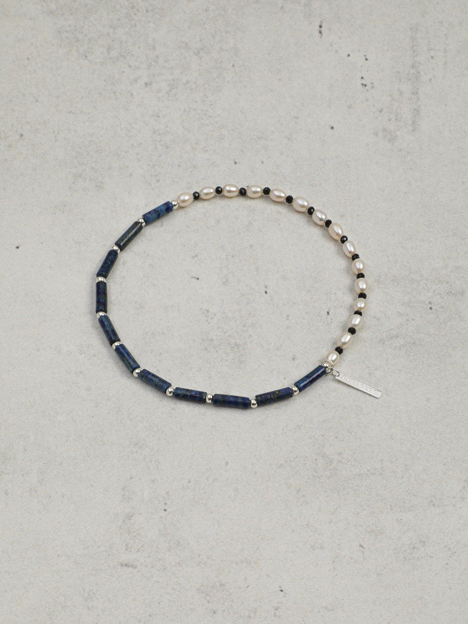 DEEP SURGE · Lapis & Pearl Double-Wrap Bracelet