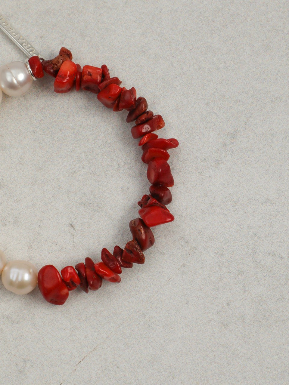 CRIMSON TIDE · Pearl & Coral Chip Bracelet