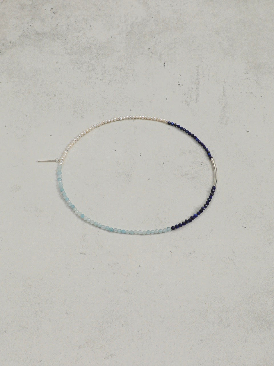 CYAN ECHO · Aquamarine & Lapis Triple-Wrap Bracelet