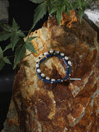 DEEP SURGE · Lapis & Pearl Double-Wrap Bracelet