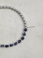 GREY RIPPLE · Sodalite & Pearl Double-Wrap Bracelet