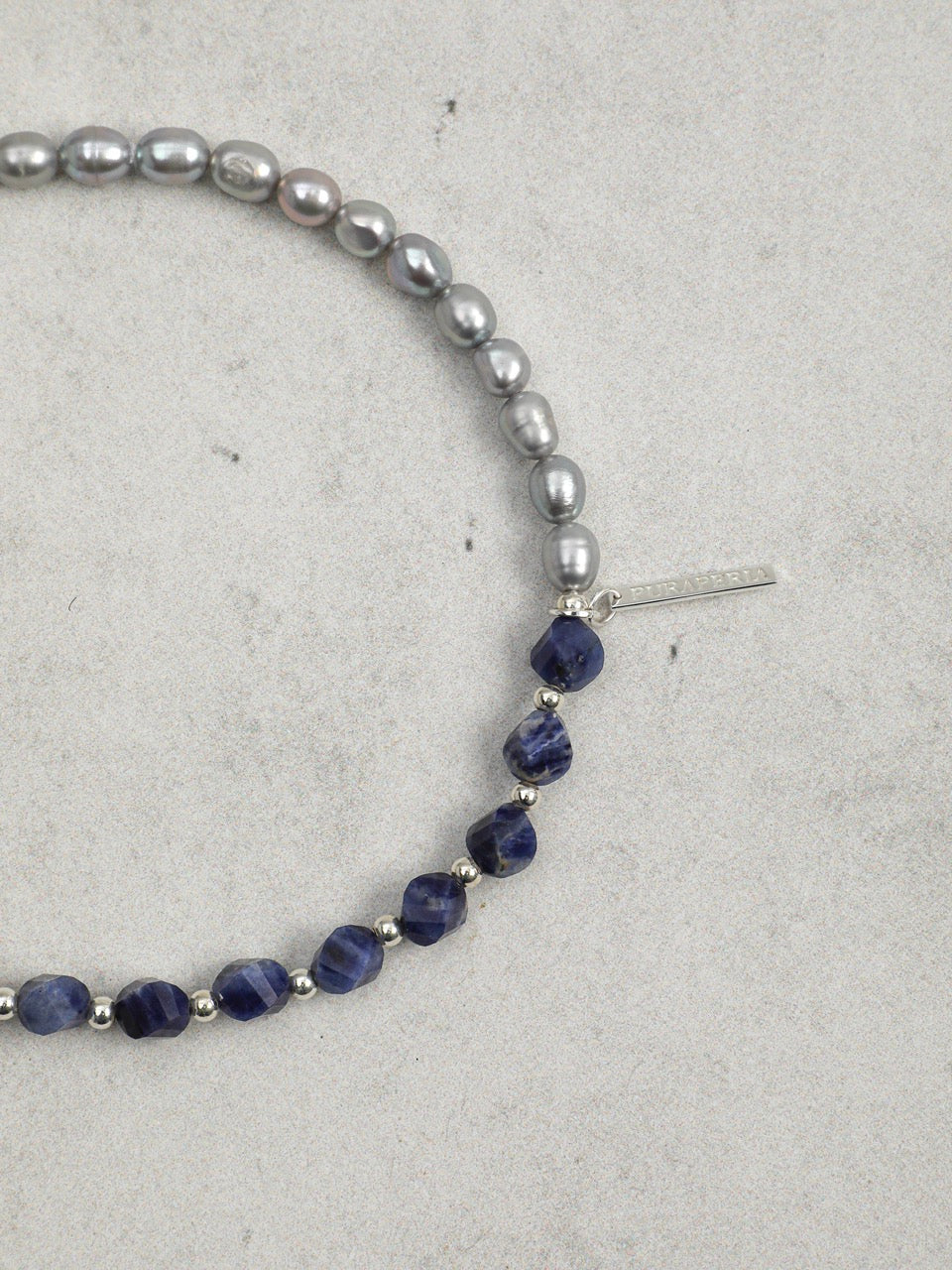 GREY RIPPLE · Sodalite & Pearl Double-Wrap Bracelet