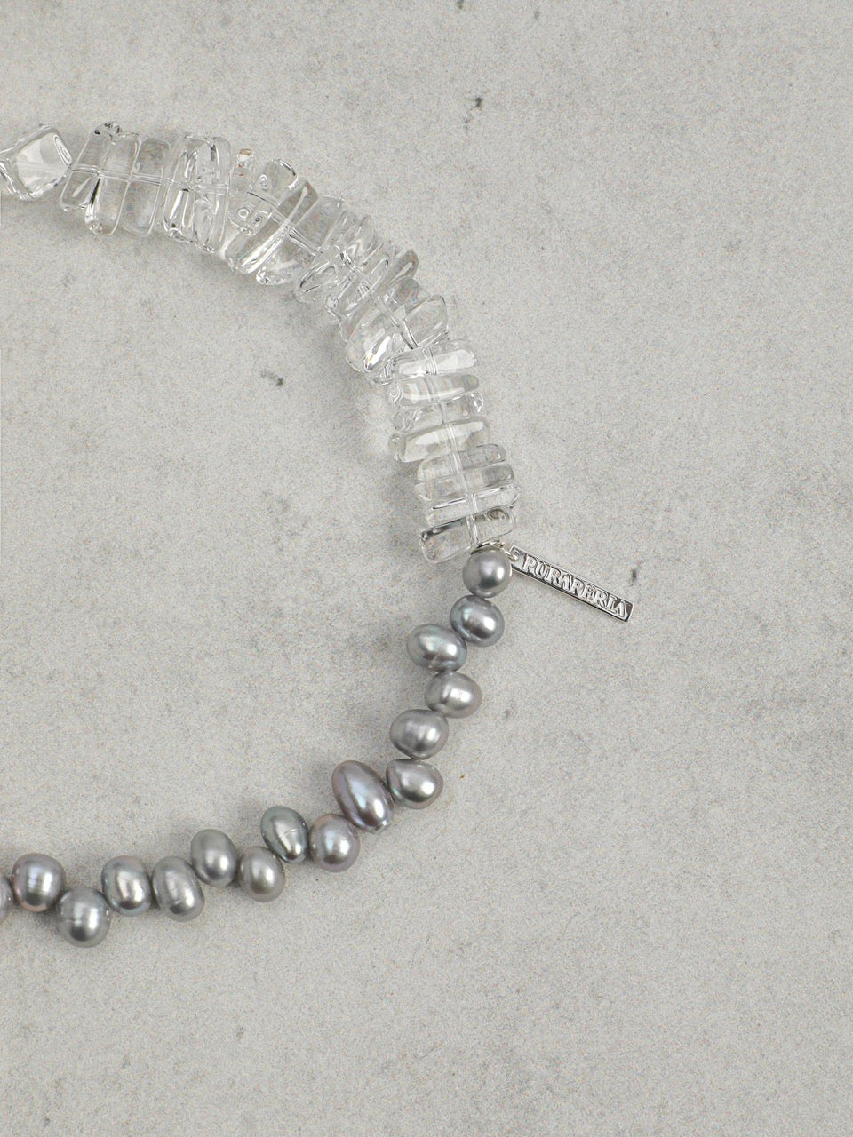 OPTIC GREY · Grey Pearl & Clear Quartz Bracelet