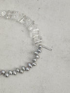 OPTIC GREY · Grey Pearl & Clear Quartz Bracelet