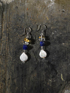 AQUEOUS NEBULA · Baroque Pearl & Sodalite Earrings