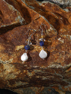 AQUEOUS NEBULA · Baroque Pearl & Sodalite Earrings